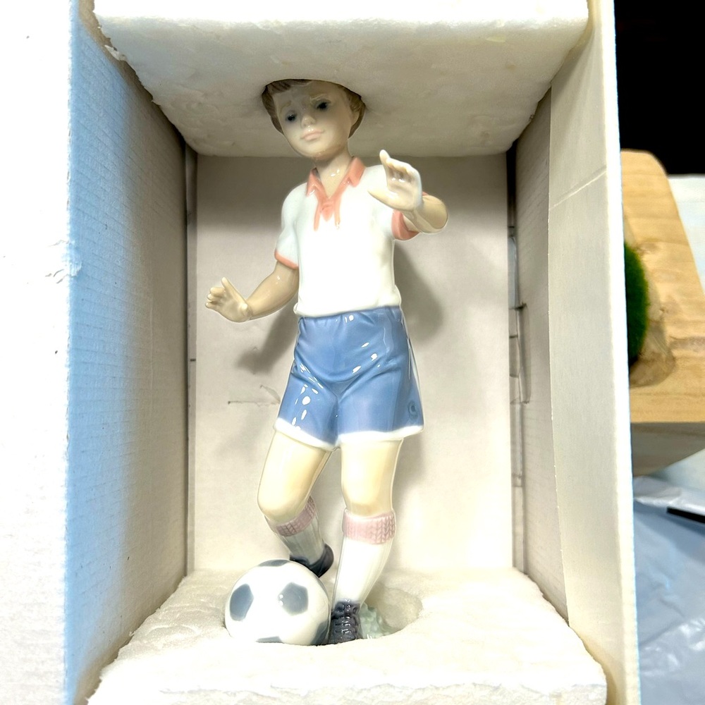 Lladro Porcelain Boy Soccer Figurine